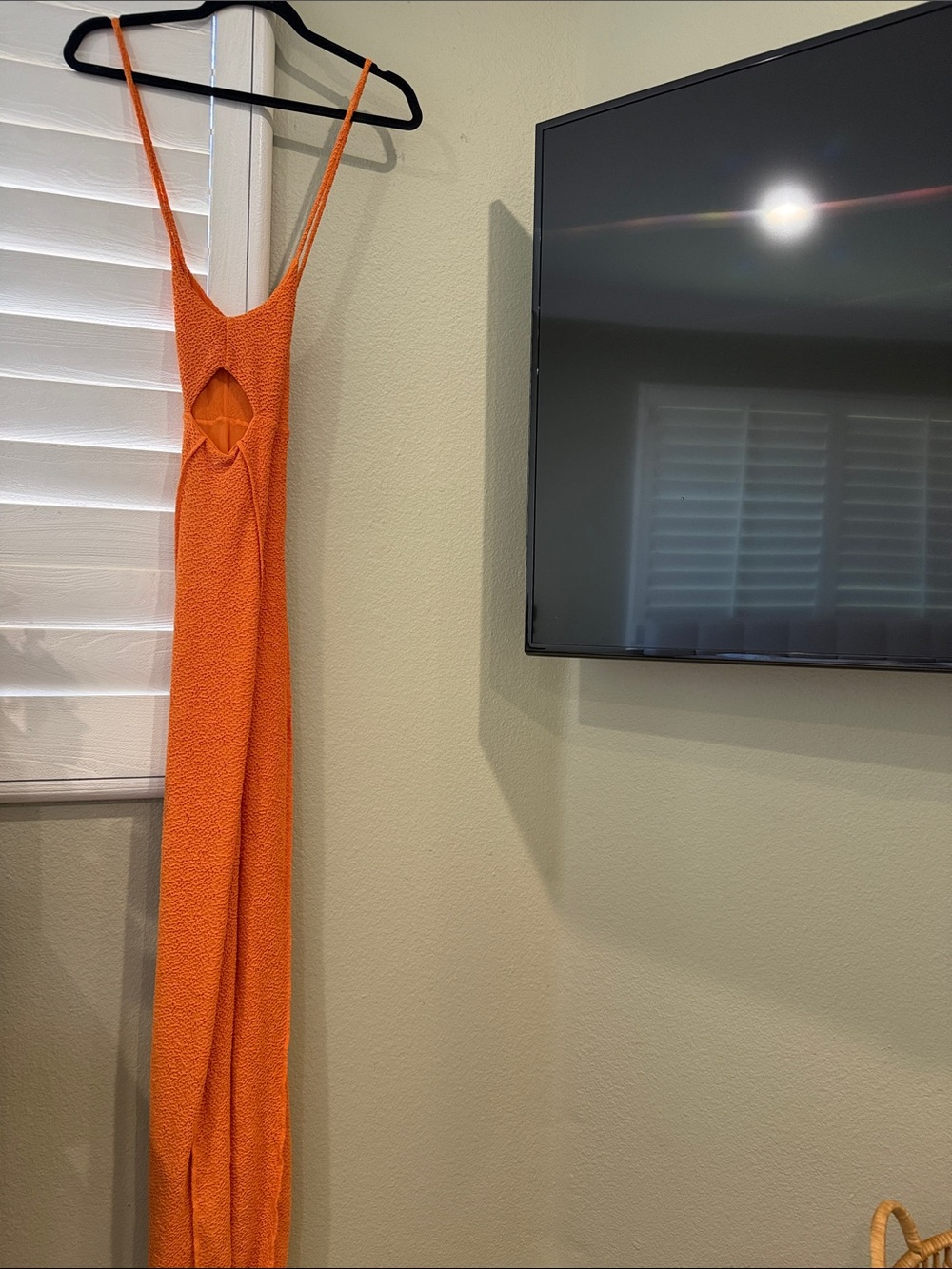 naked wardrobe Orange Knit Cutout Maxi Dress